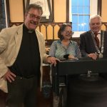 The Rector with Mary St Ledger, Rector’s Churchwarden for Doneraile and Cllr. Frank O’Flynn admiring the tenor bell (No. 6) the largest bell in the peal.