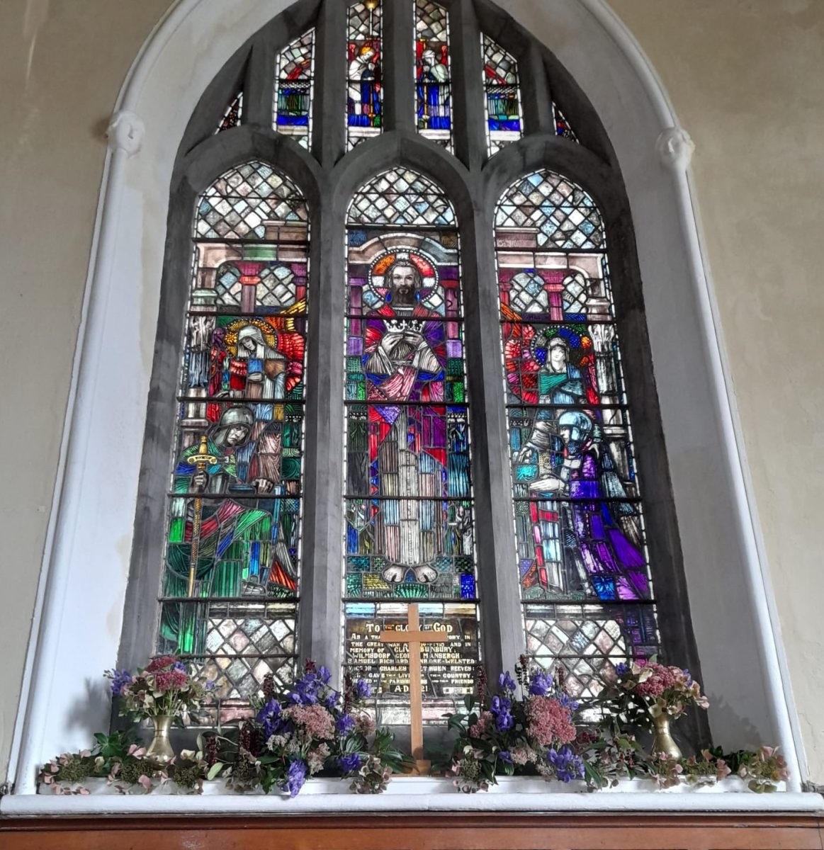 The East Window of St Mary's Castletownroche decorated for Harvest.